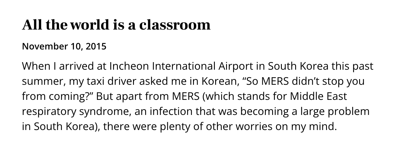 Excerpt preview of All the world is a classroom