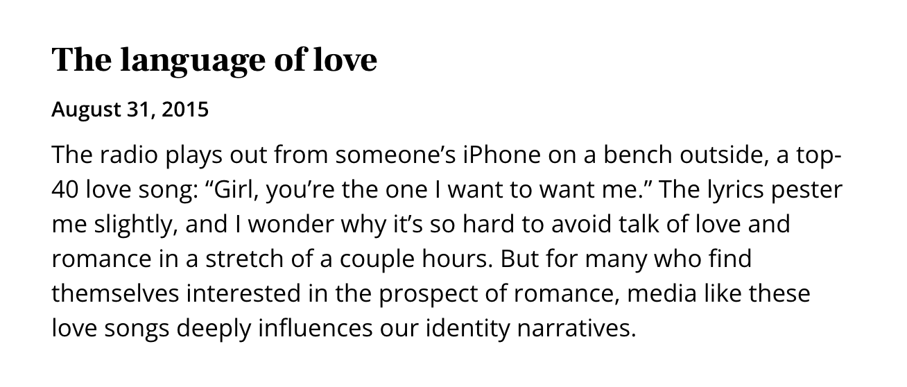 Excerpt preview of The language of love